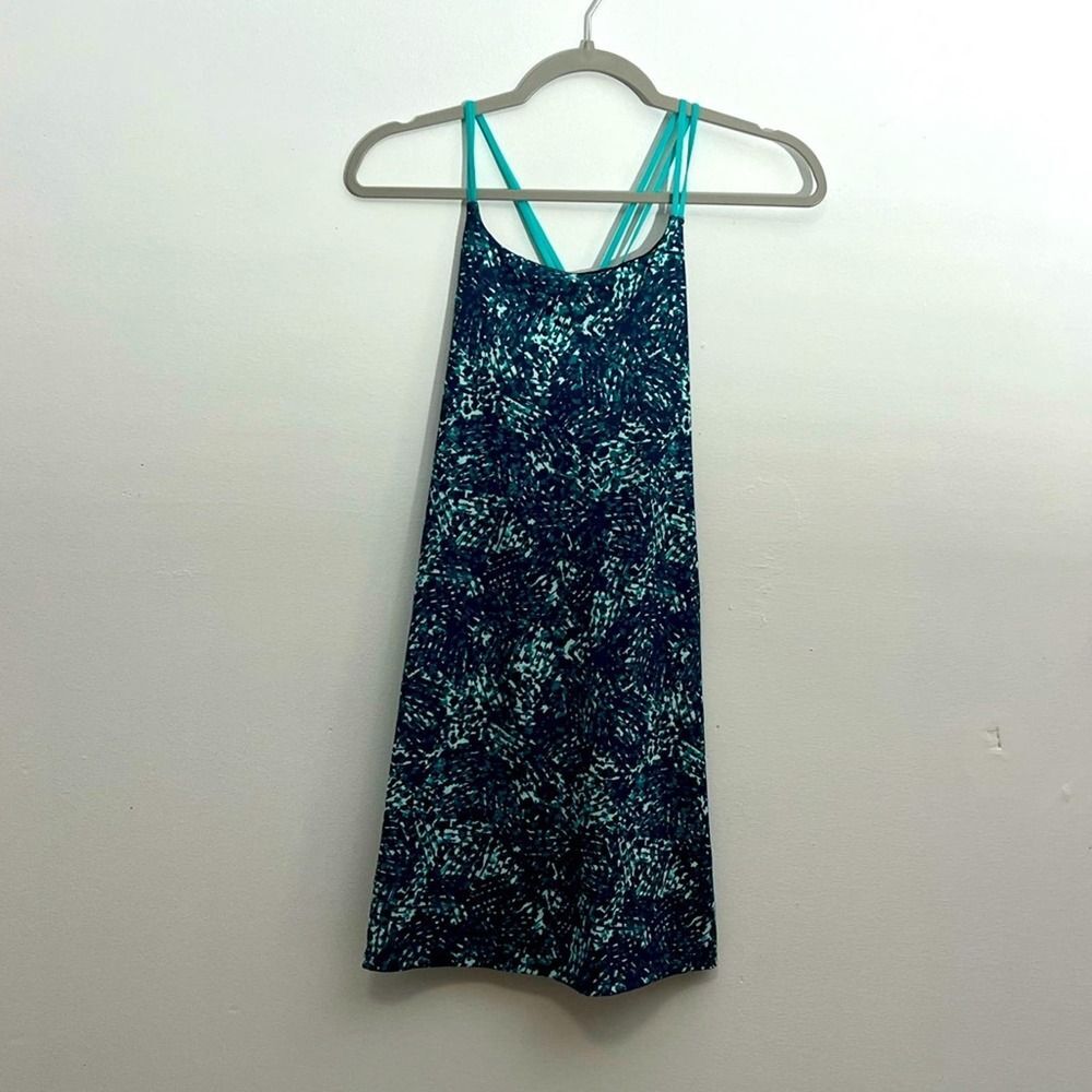 Old Navy Active Powersoft Girls Blue Green Print Athleisure Tank Dress 14